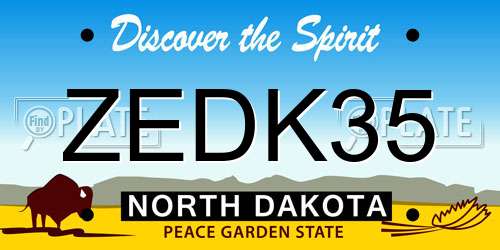 ZEDK35 North Dakota License Plate
