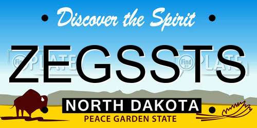 ZEGSSTS North Dakota License Plate