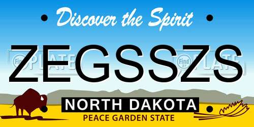 ZEGSSZS North Dakota License Plate