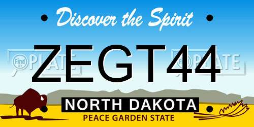 ZEGT44 North Dakota License Plate
