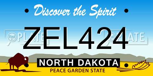 ZEL424 North Dakota License Plate