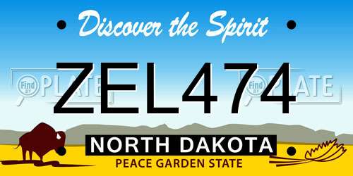 ZEL474 North Dakota License Plate