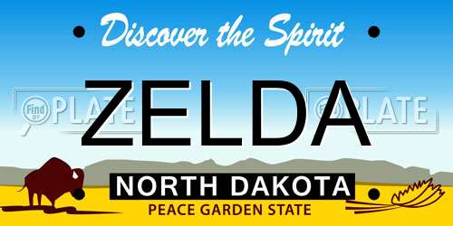 ZELDA North Dakota License Plate