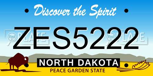 ZES5222 North Dakota License Plate