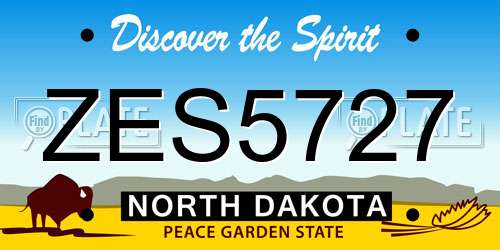 ZES5727 North Dakota License Plate