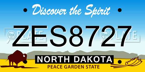 ZES8727 North Dakota License Plate