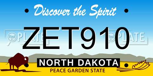 ZET910 North Dakota License Plate