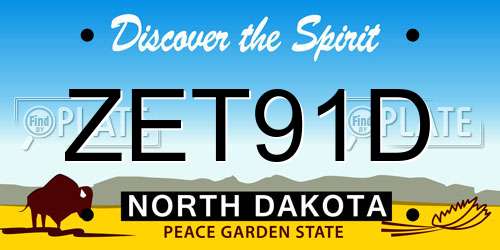 ZET91D North Dakota License Plate
