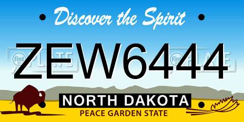 ZEW6444 North Dakota License Plate