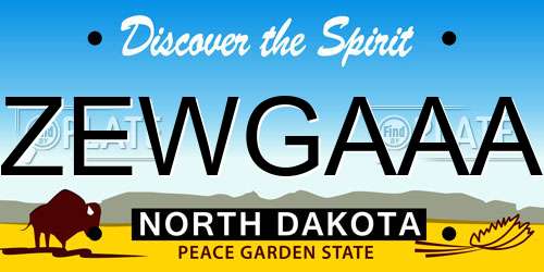 ZEWGAAA North Dakota License Plate