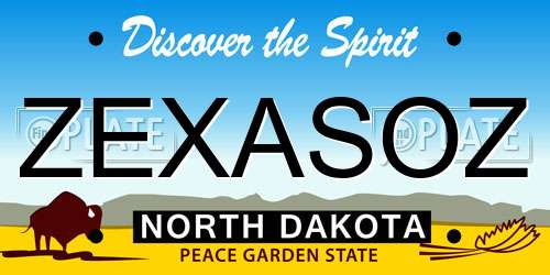 ZEXASOZ North Dakota License Plate