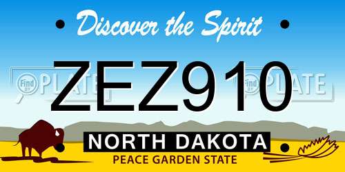 ZEZ910 North Dakota License Plate
