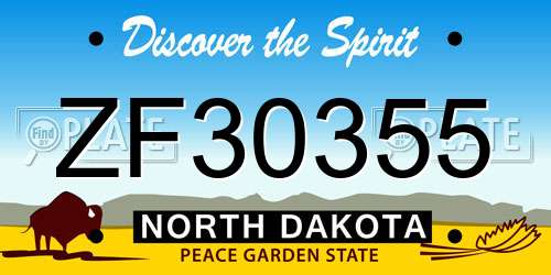 ZF30355 North Dakota License Plate