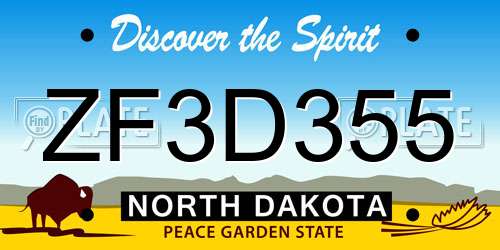 ZF3D355 North Dakota License Plate
