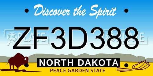 ZF3D388 North Dakota License Plate