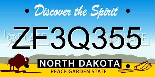 ZF3Q355 North Dakota License Plate