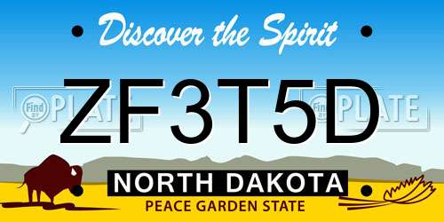 ZF3T5D North Dakota License Plate