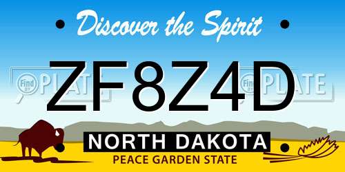 ZF8Z4D North Dakota License Plate