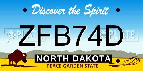 ZFB74D North Dakota License Plate
