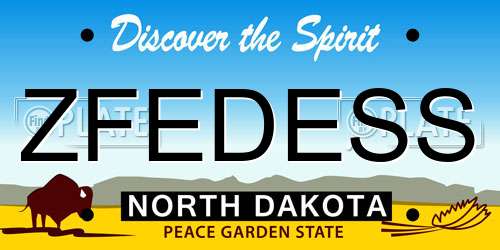ZFEDESS North Dakota License Plate