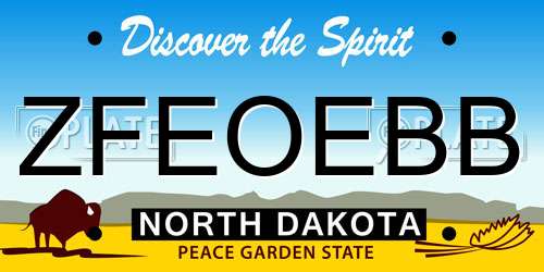 ZFEOEBB North Dakota License Plate