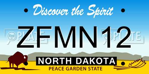 ZFMN12 North Dakota License Plate