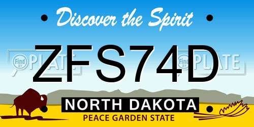 ZFS74D North Dakota License Plate