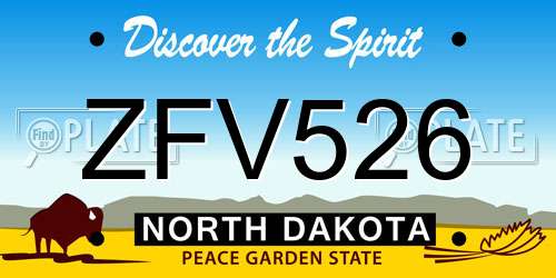 ZFV526 North Dakota License Plate
