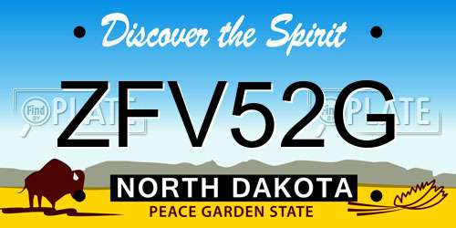 ZFV52G North Dakota License Plate