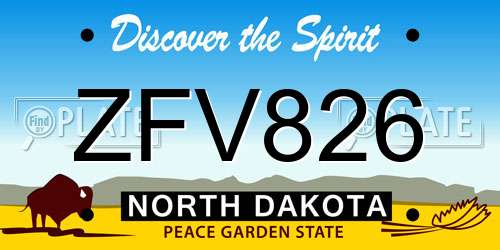 ZFV826 North Dakota License Plate
