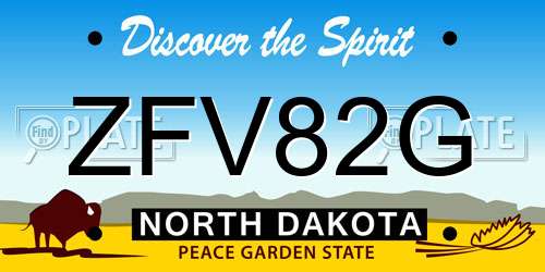 ZFV82G North Dakota License Plate