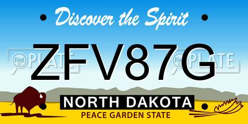 ZFV87G North Dakota License Plate