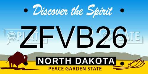 ZFVB26 North Dakota License Plate