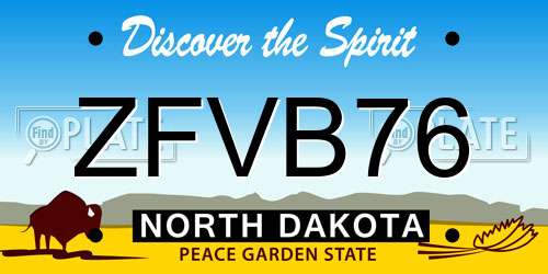 ZFVB76 North Dakota License Plate