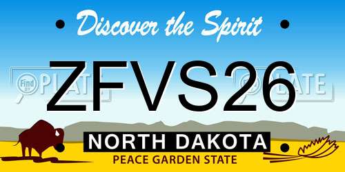 ZFVS26 North Dakota License Plate