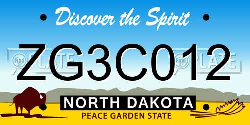 ZG3C012 North Dakota License Plate