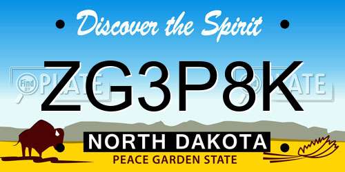 ZG3P8K North Dakota License Plate