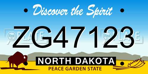 ZG47123 North Dakota License Plate