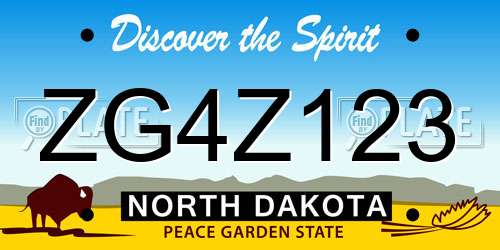 ZG4Z123 North Dakota License Plate