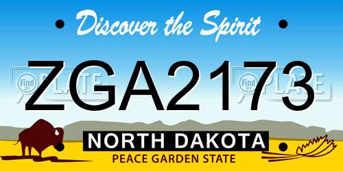 ZGA2173 North Dakota License Plate