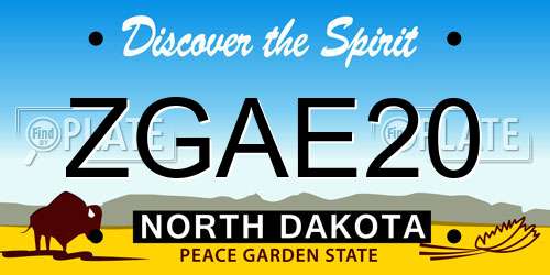 ZGAE20 North Dakota License Plate