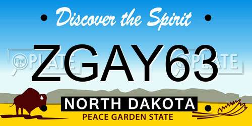 ZGAY63 North Dakota License Plate