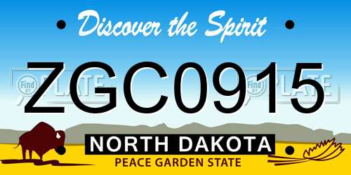 ZGC0915 North Dakota License Plate