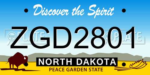 ZGD2801 North Dakota License Plate