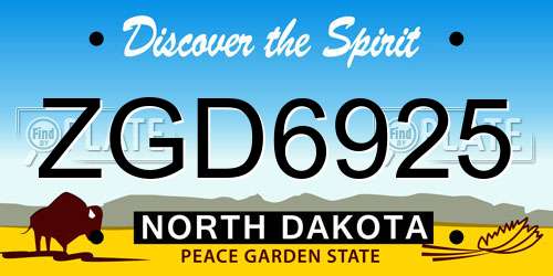 ZGD6925 North Dakota License Plate