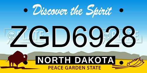 ZGD6928 North Dakota License Plate