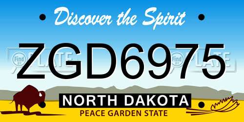 ZGD6975 North Dakota License Plate