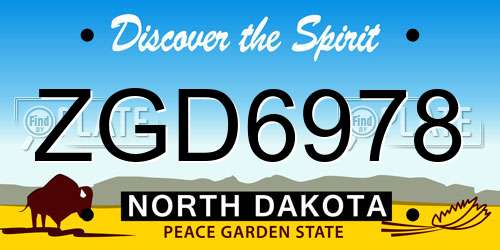 ZGD6978 North Dakota License Plate