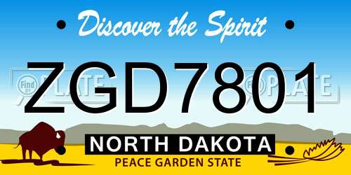 ZGD7801 North Dakota License Plate