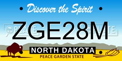 ZGE28M North Dakota License Plate